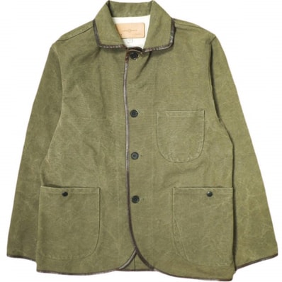 ARTS&CRAFTS x KENNETH FIELD x BEAMS PLUS アーツアンドクラフツ ケネスフィールド ビームスプラス 20AW 別注 Outfitters Jacket エイジングキャンバス レザーパイピングジャケット M OLIVE