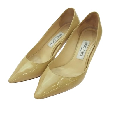 JIMMY CHOO ジミーチュウ パンプス パテント ヒール パンプス シューズ ベージュ系 37【中古】