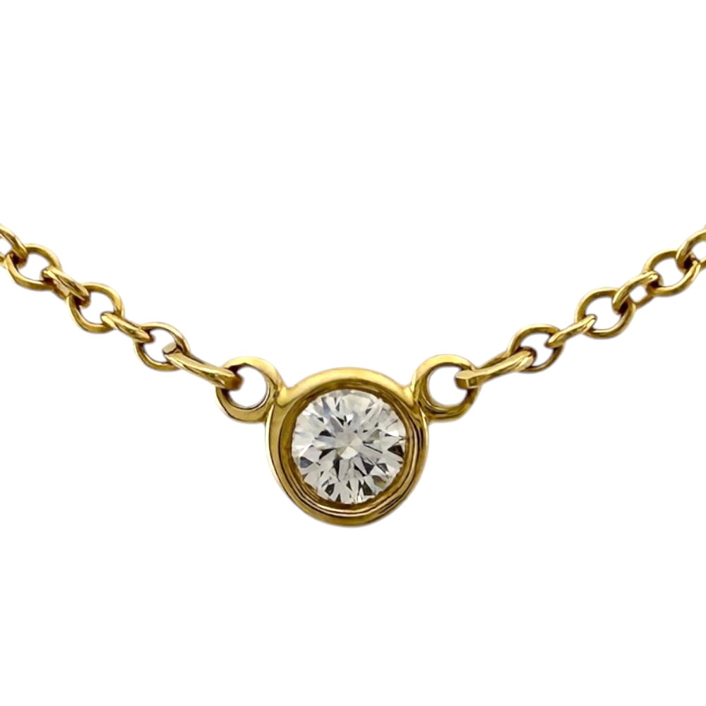 ティファニー バイザヤード 約0.08ct ネックレス 18金 K18イエローゴールド ダイヤモンド レディース TIFFANY&Co. 中古