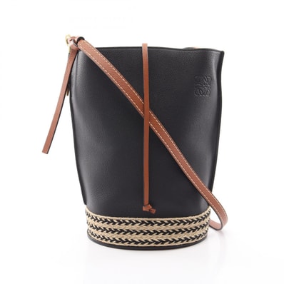 ロエベ LOEWE GATE ゲート バケット ショルダーバッグ バッグ レザー ラフィア レディース ブラック系 / ブラウン系 【中古】