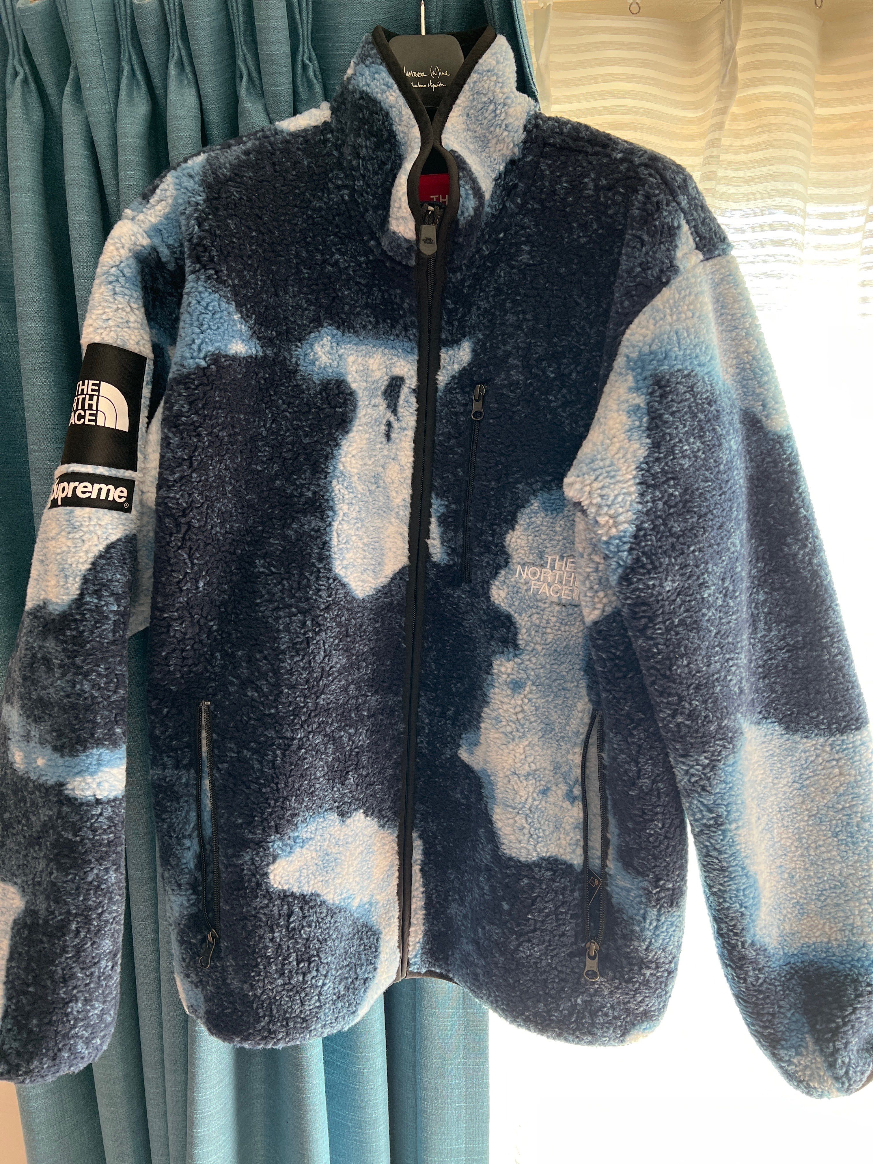 Supreme x The North Face Bleached Denim Print Fleece Jacket "Indigo"