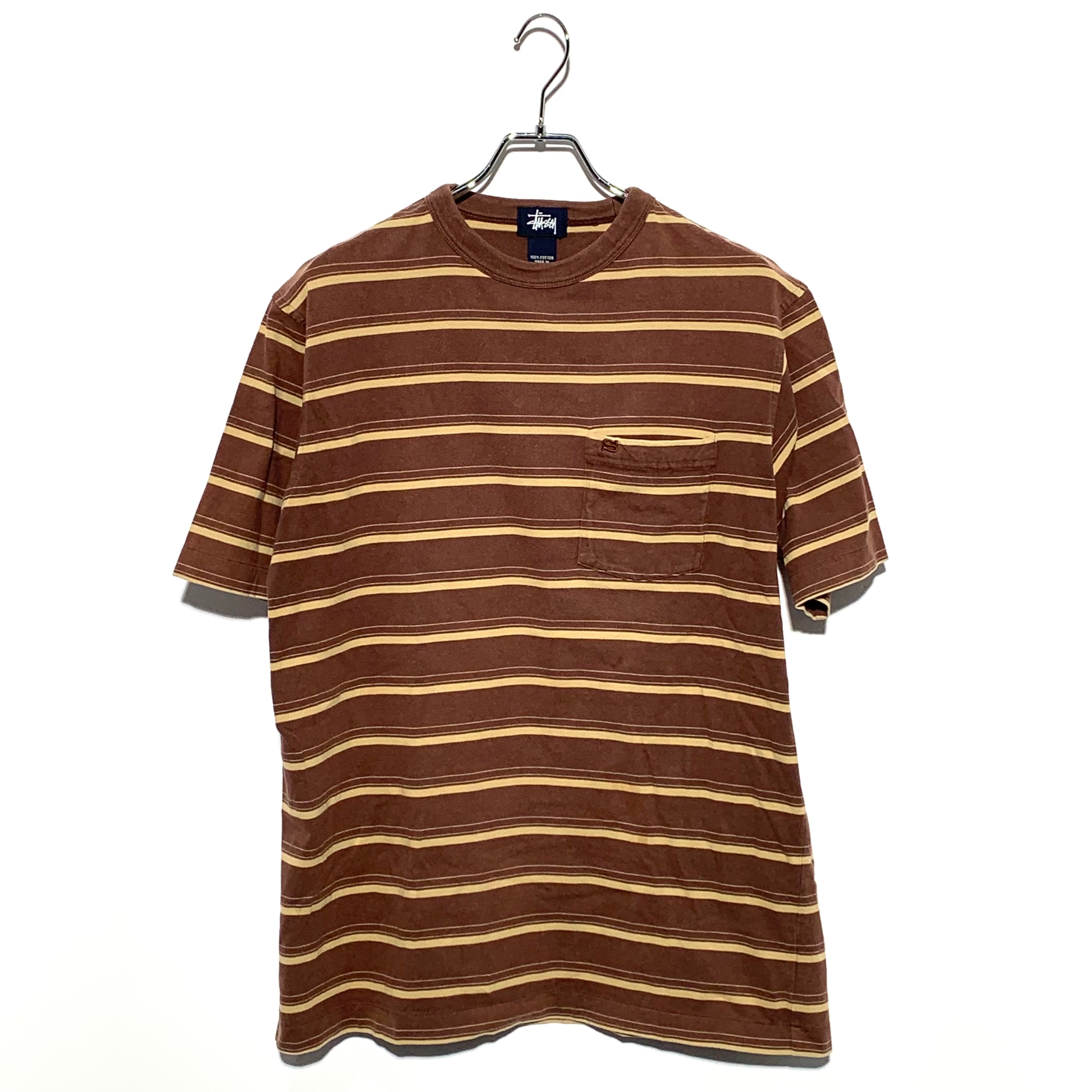 STUSSY 00S NavyTag Boarder Tee brown