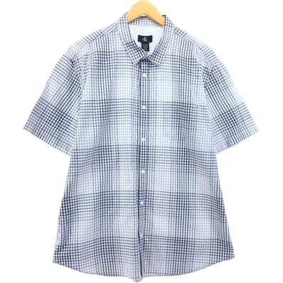 古着 90~00年代 カルバンクライン Calvin klein 半袖 コットン チェックシャツ メンズXL相当/eaa554573