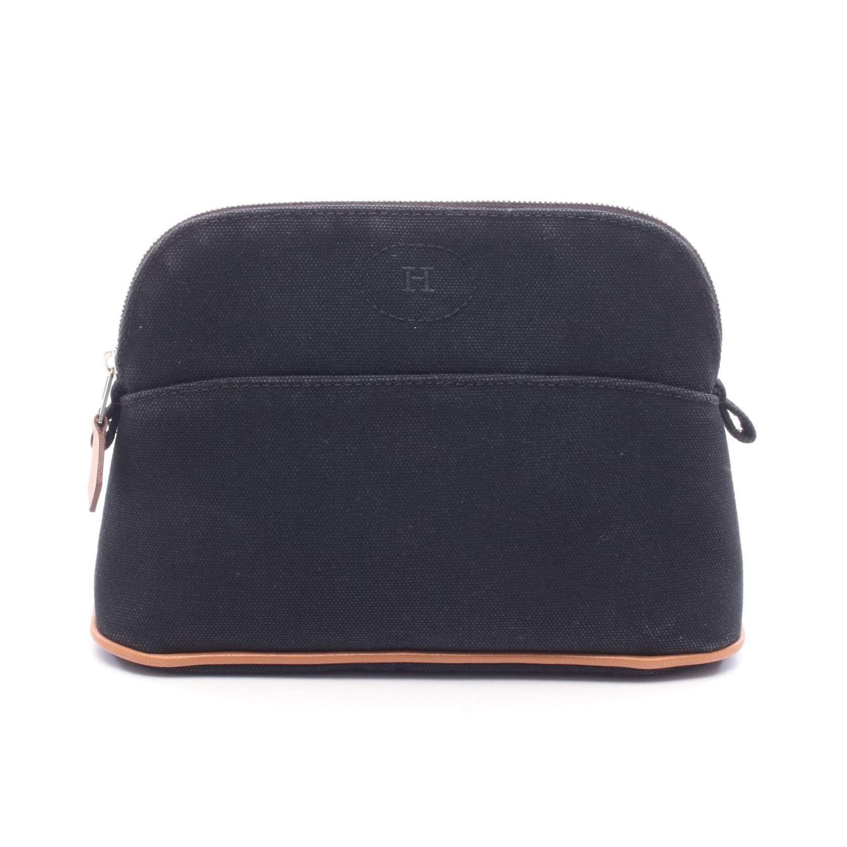 エルメス HERMES ボリードポーチ ミニ ポーチ バッグ キャンバス レザー レディース ブラック系 / ブラウン系 H104773M 09 【中古】