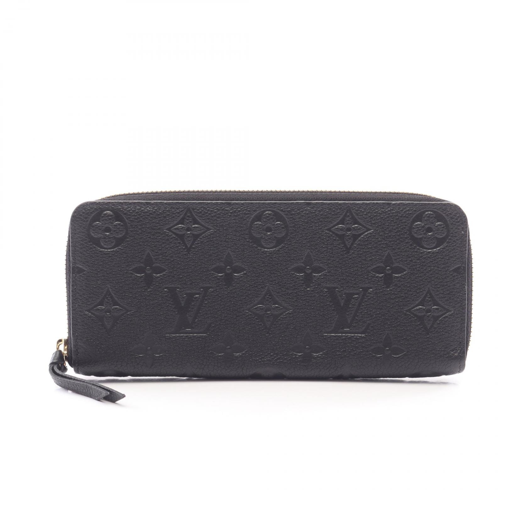 ルイ・ヴィトン LOUIS VUITTON ポルトフォイユ クレマンス ラウンド長財布 財布 レザー モノグラム・アンプラント ノワール レディース ブラック系 M60171 【中古】