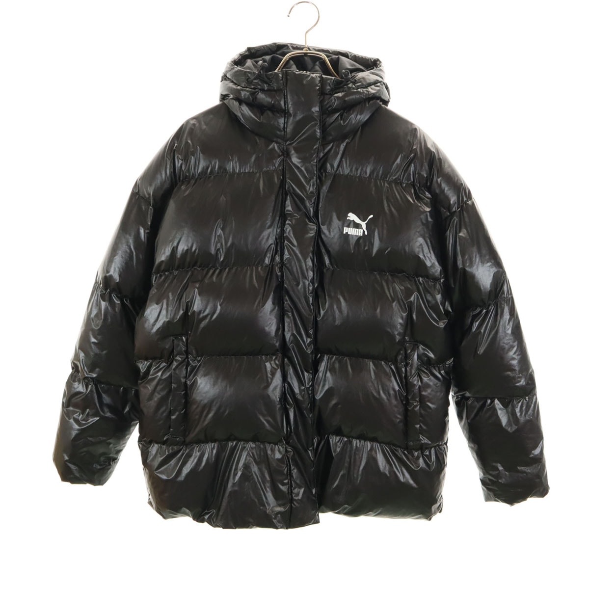 PUMA プーマ ナイロンジャケット M ブラック 中綿 フーディ