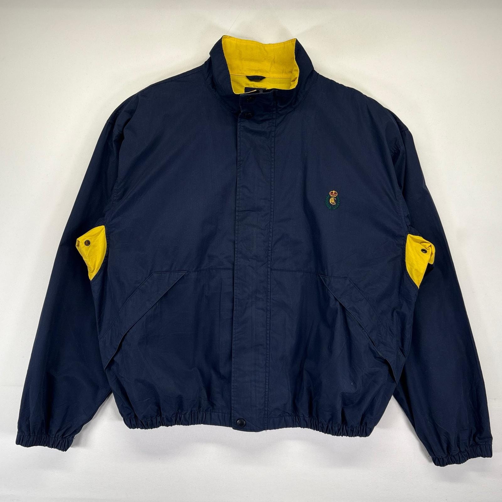 古着 チャップスラルフローレン CHAPS RALPHLAUREN ナイロンジャケット ブルゾン 大きいサイズ ワンポイント刺繍 14041  イエロー メンズ