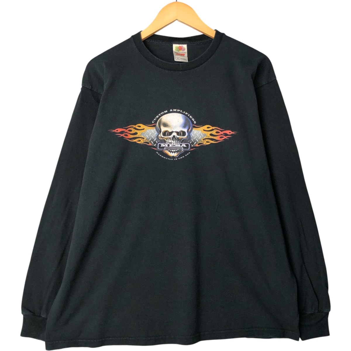 古着 フルーツオブザルーム FRUIT OF THE LOOM Mesa Boogie メサブギー ドクロ柄 スカル柄 ファイヤーパターン アドバタイジング ロングTシャツ ロンT メンズXL相当/eaa570930