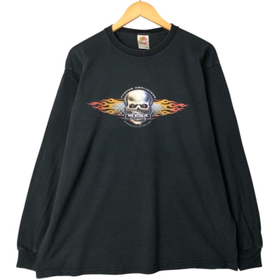 古着 フルーツオブザルーム FRUIT OF THE LOOM Mesa Boogie メサブギー ドクロ柄 スカル柄 ファイヤーパターン アドバタイジング ロングTシャツ ロンT メンズXL相当/eaa570930