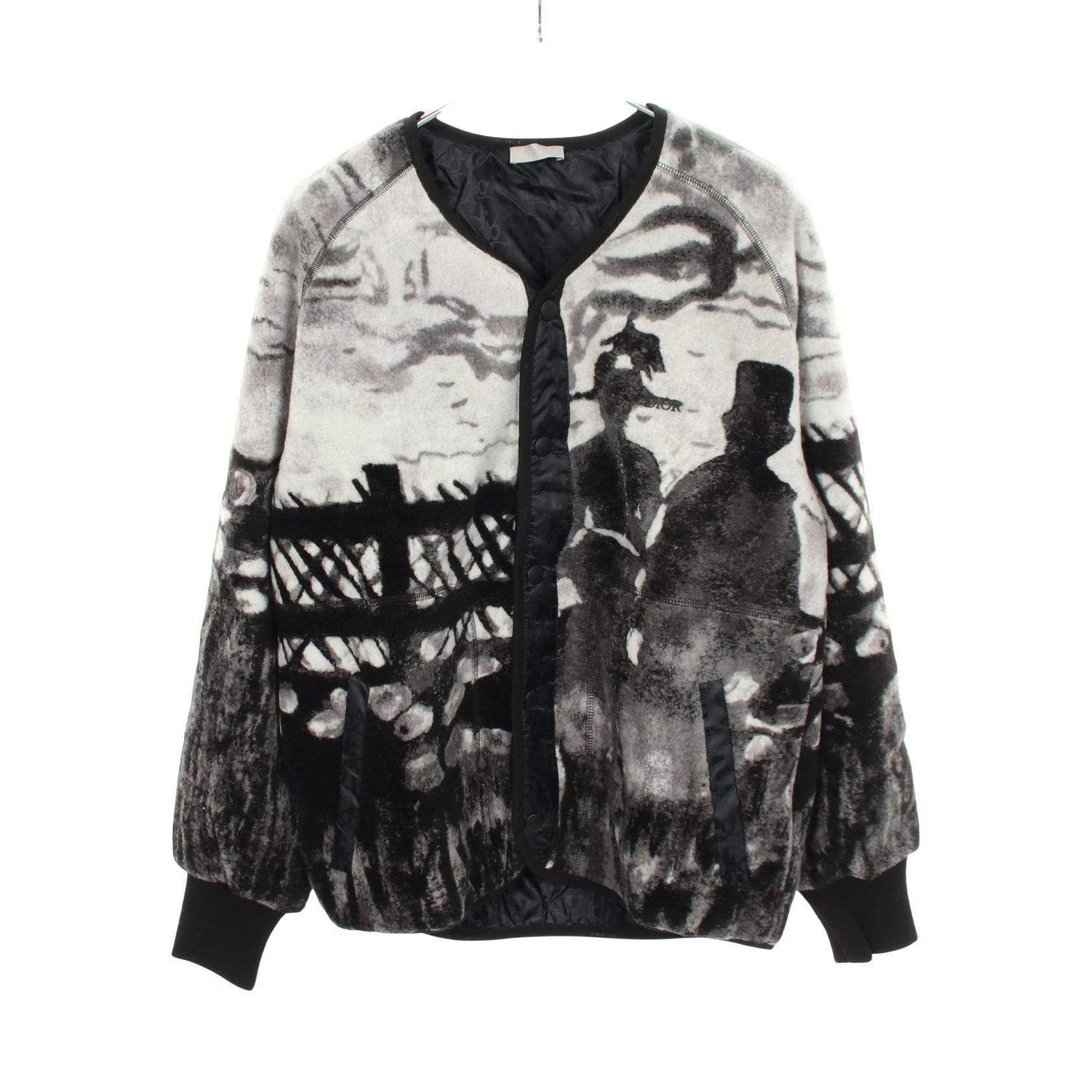 ディオール Dior DIOR × PETER DOIG 中綿入り ノーカラージャケット 衣料品 アウター ウール メンズ ブラック系 / グレー系 / ホワイト系 14TJ434A0733 【中古】