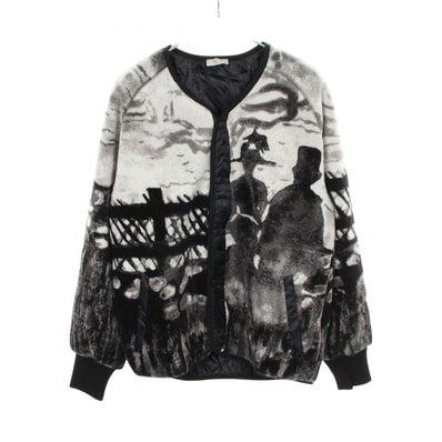 ディオール Dior DIOR × PETER DOIG 中綿入り ノーカラージャケット 衣料品 アウター ウール メンズ ブラック系 / グレー系 / ホワイト系 14TJ434A0733 【中古】
