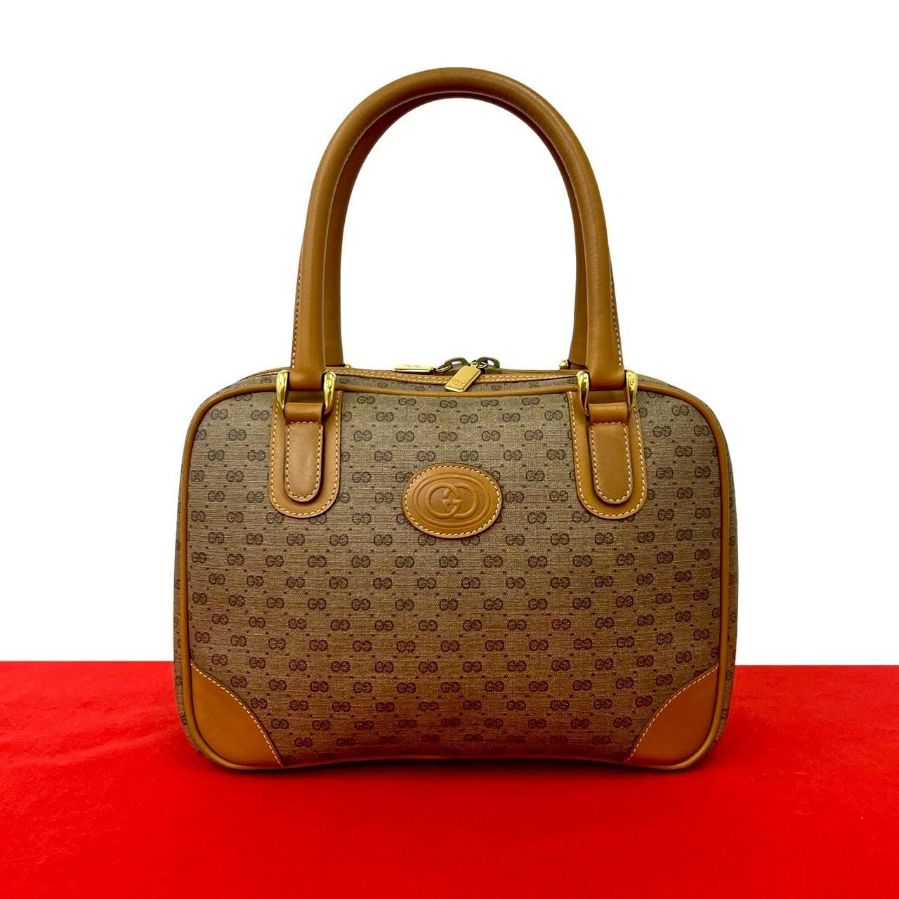 GUCCI ハンドバッグ　マイクロGG PVC B (目立った傷や汚れなし)】GUCCI グッチ マイクロGG レザー PVC