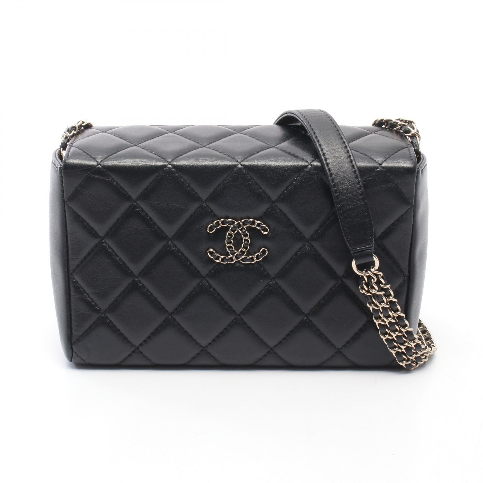 シャネル CHANEL マトラッセ ボックス チェーンショルダー ショルダーバッグ バッグ ラムスキン(羊革) レディース ブラック系 AS3057 【中古】