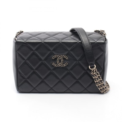 シャネル CHANEL マトラッセ ボックス チェーンショルダー ショルダーバッグ バッグ ラムスキン(羊革) レディース ブラック系 AS3057 【中古】