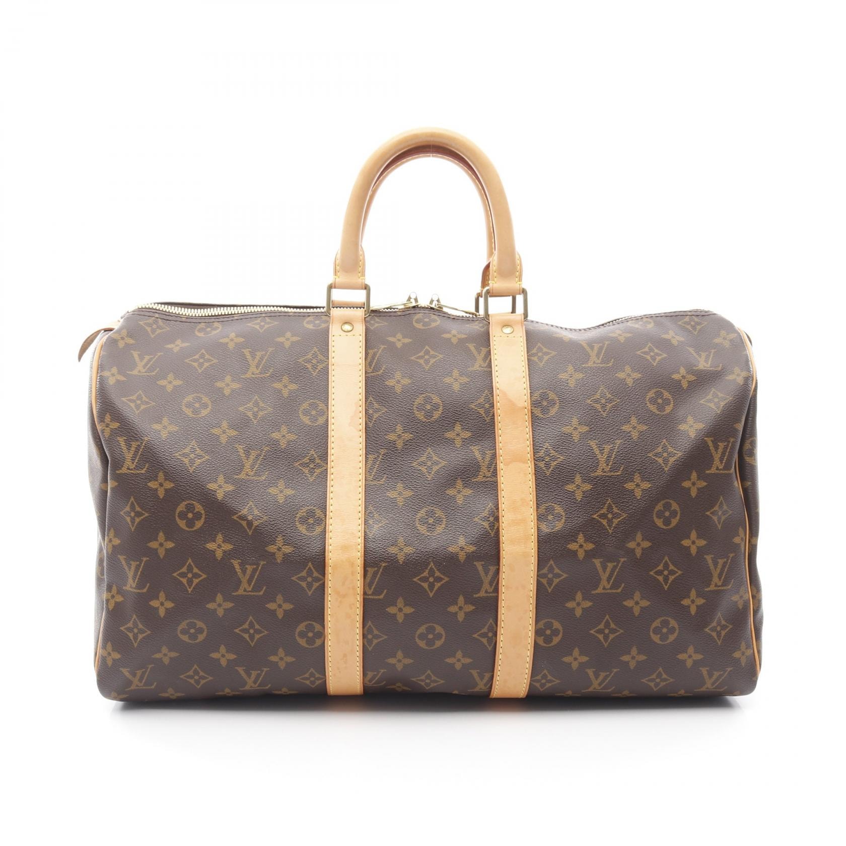 ルイ・ヴィトン LOUIS VUITTON キーポル45 ボストンバッグ バッグ PVCコーティングキャンバス レザー モノグラム メンズ レディース ブラウン系 M41428 【中古】