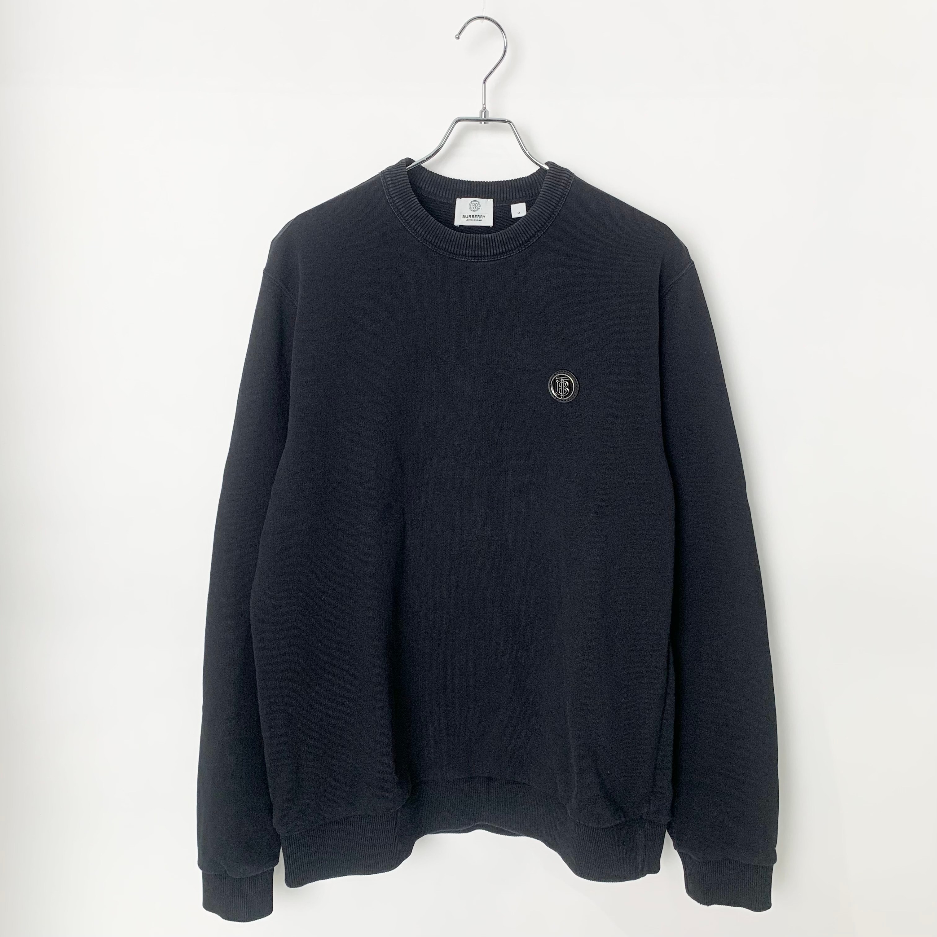 Burberry Mathew Monogram Motif Applique Cotton Sweatshirt "Black"