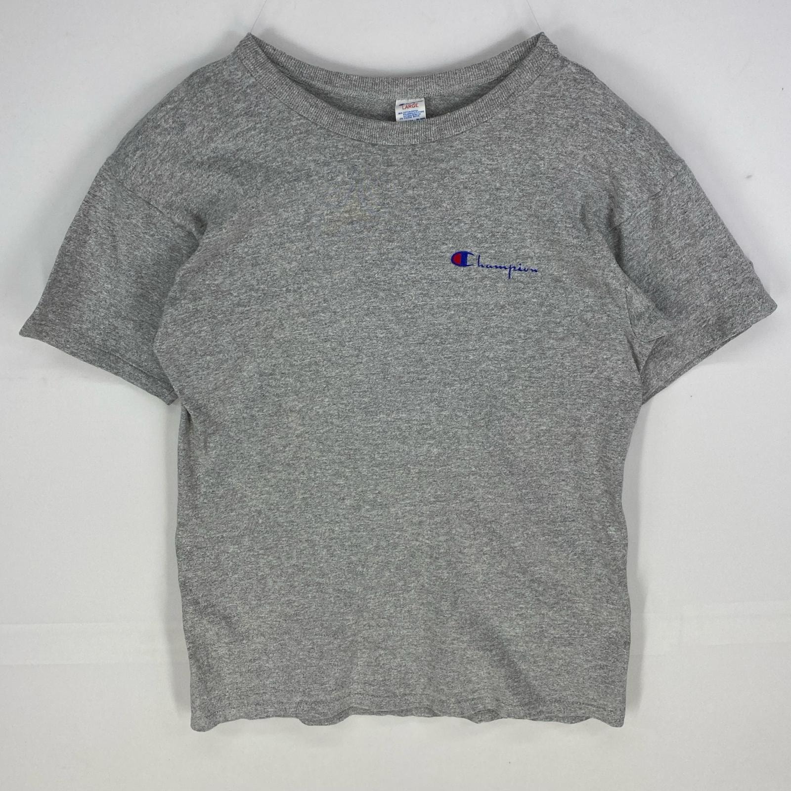 古着 80's/80年代 ヴィンテージ チャンピオン Champion USA製 半袖Tシャツ ロゴ トリコタグ クルーネック L  グレー系 プリント メンズ