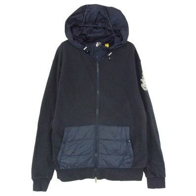 MONCLER モンクレール J.W.Anderson F209E8G50000 × JW ANDERSON ジェイダブリューアンダーソン ダウン切替 ジップアップ パーカー フーディー ネイビー系 L【中古】