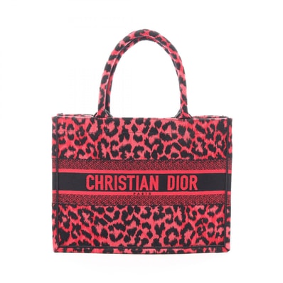 ディオール Dior BOOK TOTE ブックトート ミディアム レオパード柄 トートバッグ バッグ キャンバス レディース レッド系 / ブラック系 【中古】