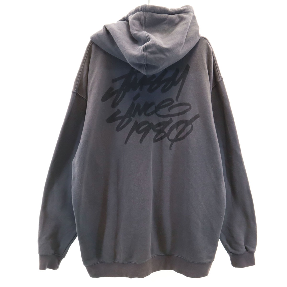 STUSSY ステューシー USA製 バックロゴ 長袖 スウェットパーカー L チャコールグレー