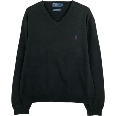 古着 ラルフローレン Ralph Lauren POLO by Ralph Lauren Vネック ピマコットンニットセーター メンズXL相当/eaa617965