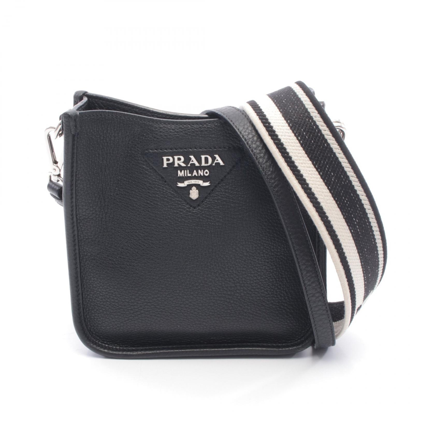 プラダ PRADA VIT.DAINO SOFT ショルダーバッグ バッグ レザー キャンバス レディース ブラック系 1BH191 【中古】