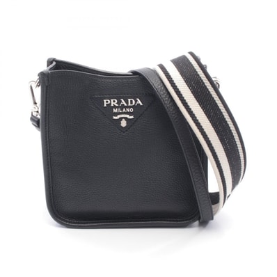 プラダ PRADA VIT.DAINO SOFT ショルダーバッグ バッグ レザー キャンバス レディース ブラック系 1BH191 【中古】
