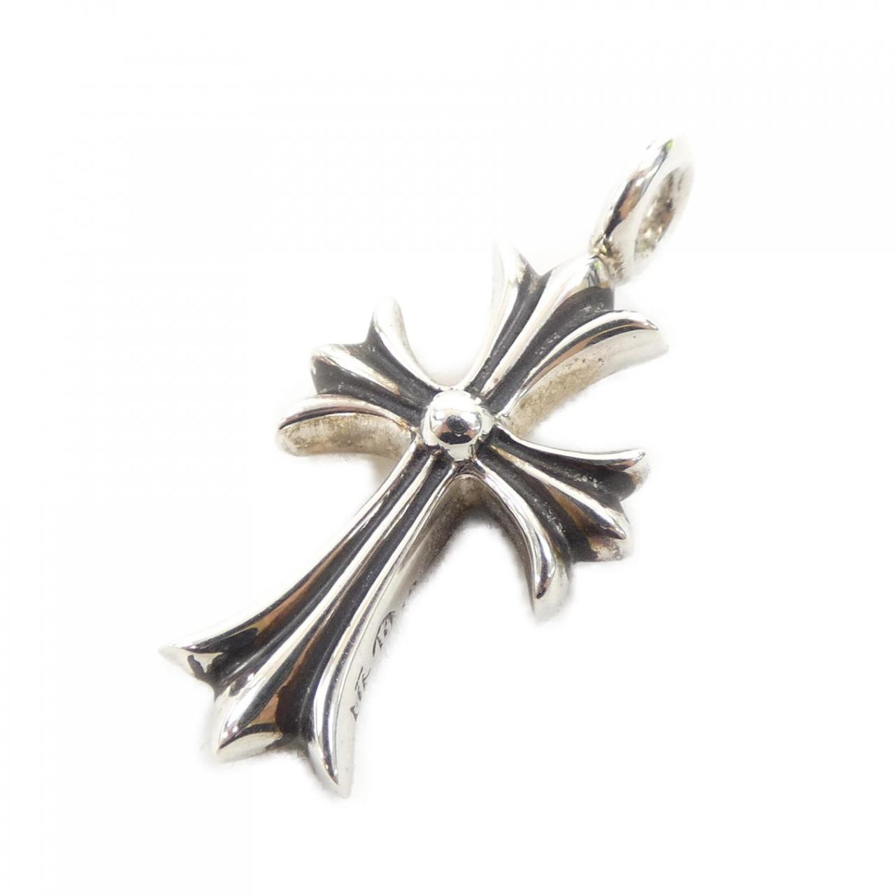 Chrome Hearts Tiny Fat Cross Pave Sapphire Pendant Top "Silver/Blue"