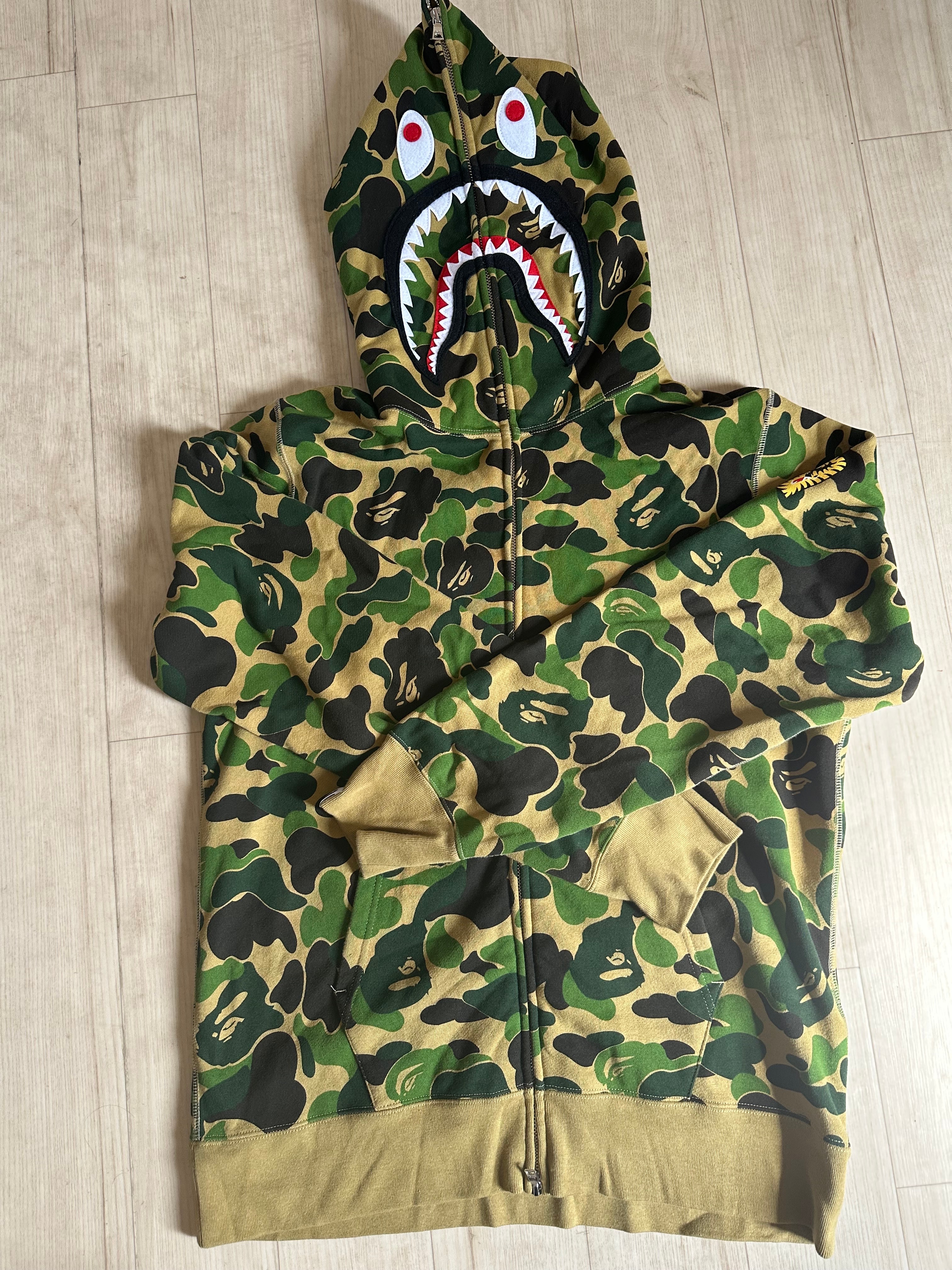 A BATHING APE Big ABC Camo Shark Full Zip Hoodie "Green"