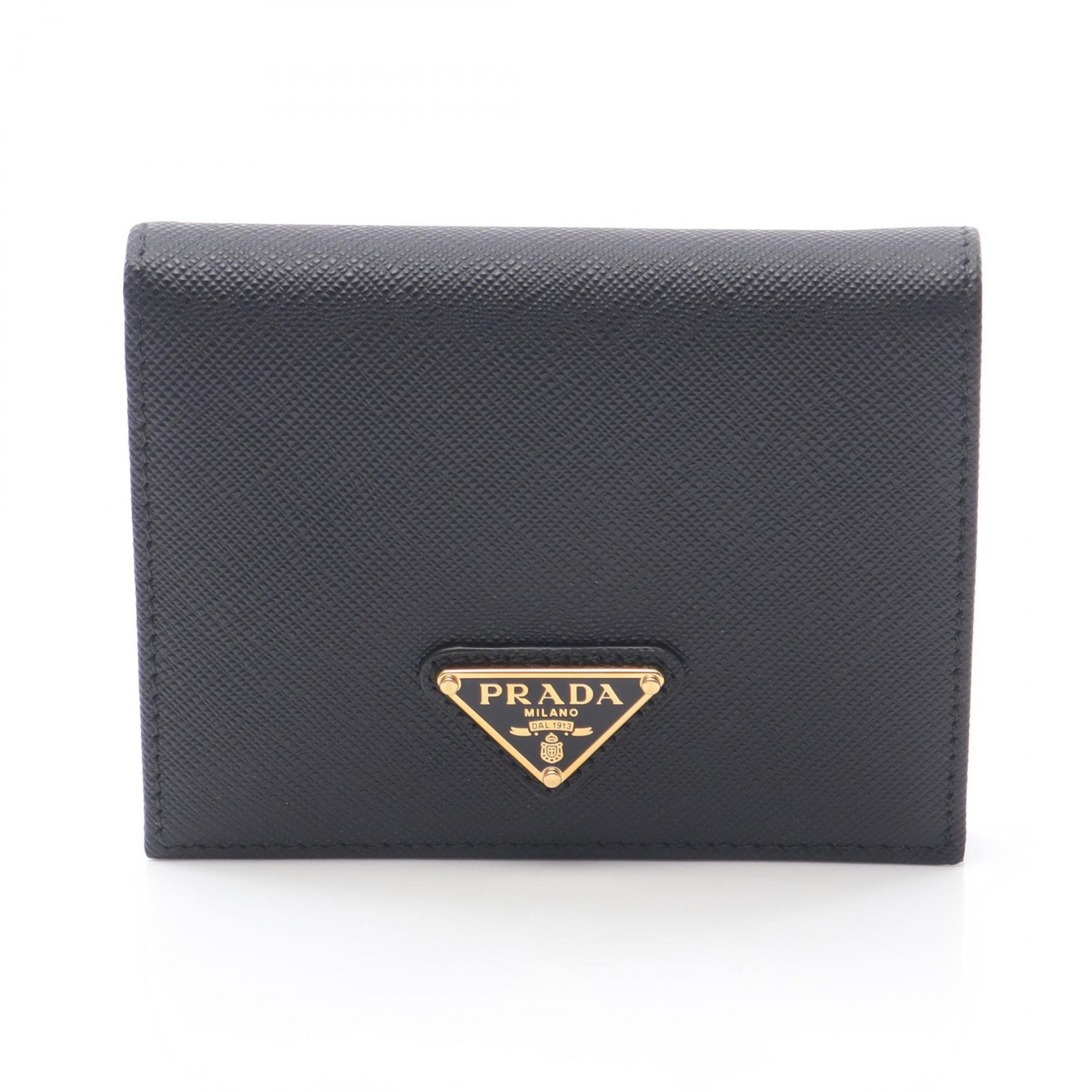 プラダ PRADA SAFFIANO TRIANG 二つ折り財布 財布 サフィアーノレザー レディース ブラック系 1MV204QHHF0002 【新品】