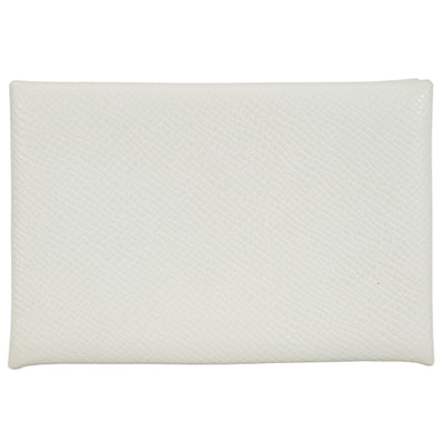 HERMES エルメス カードケース カルヴィ 白 (ホワイト) エプソン シルバー金具 □L刻印 SAランク【中古】