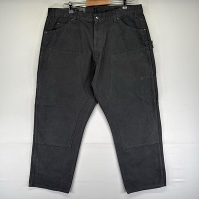 古着 デッドストック ディッキーズ Dickies ダック パンツ ワーク ダブルニー ペインター タグ付き W38 L30 グレー系 メンズ