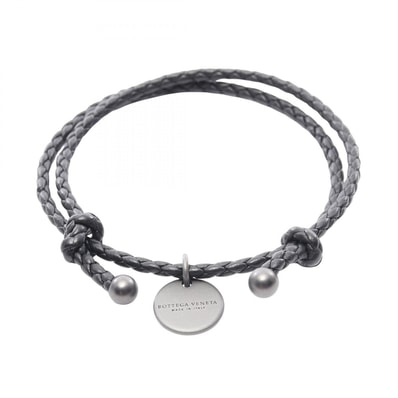 ボッテガヴェネタ BOTTEGA VENETA イントレチャート ブレスレット アクセサリー レザー メンズ レディース ブラック系 339580 【中古】