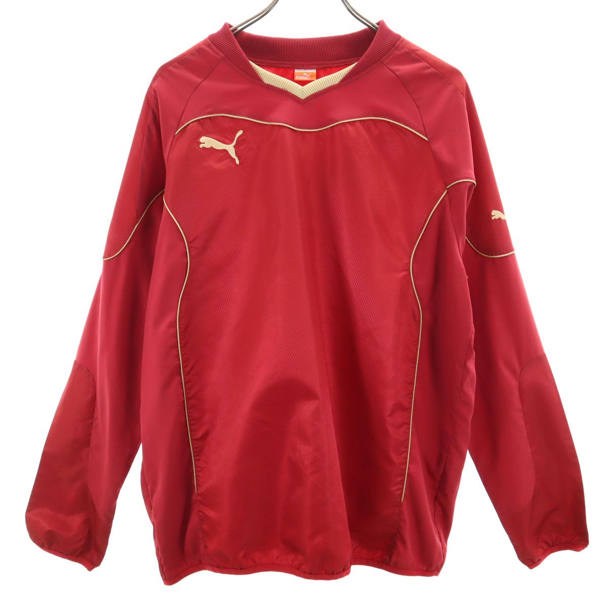 PUMA プーマ 長袖 Vネック シャツ L レッド系