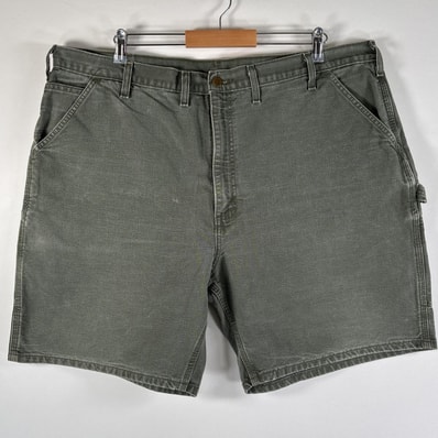 古着 カーハート Carhartt ダック ショートパンツ 大きいサイズ ワークショーツ ワンポイントロゴ ペインター w44 モスグリーン メンズ