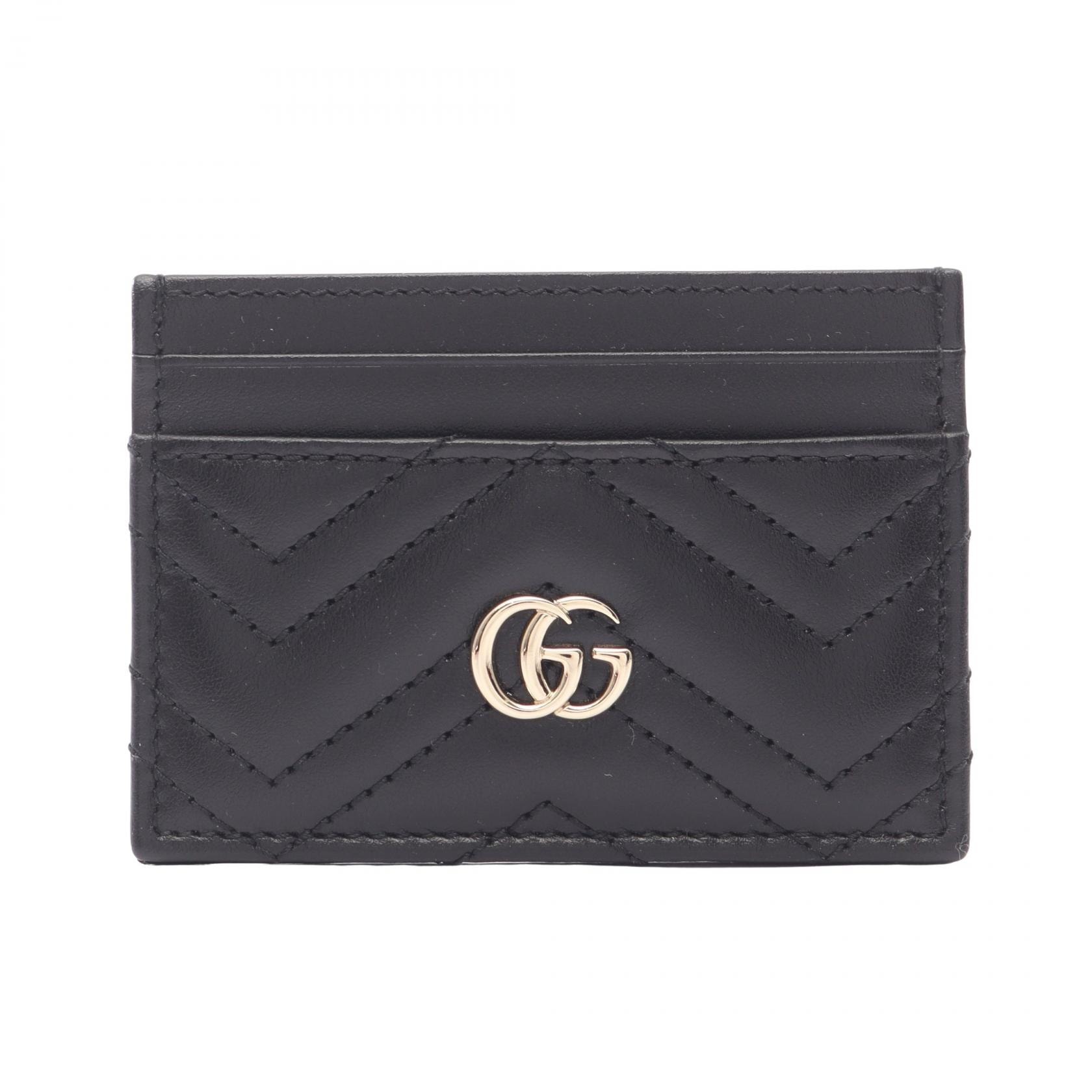 グッチ GUCCI GGマーモント カードケース アクセサリー レザー レディース ブラック系 443127AAET81000 【新品】