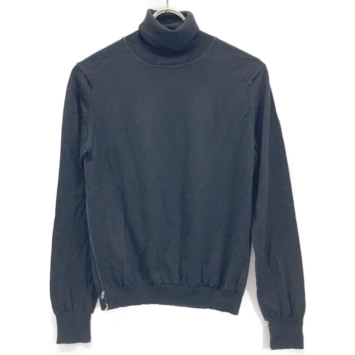 メゾンマルジェラ SI0HA0006 ブラック 18ゲージメリノウール ワークインプログレス タートルネックニットソー S