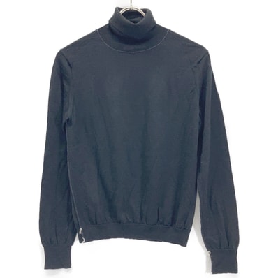 メゾンマルジェラ SI0HA0006 ブラック 18ゲージメリノウール ワークインプログレス タートルネックニットソー S