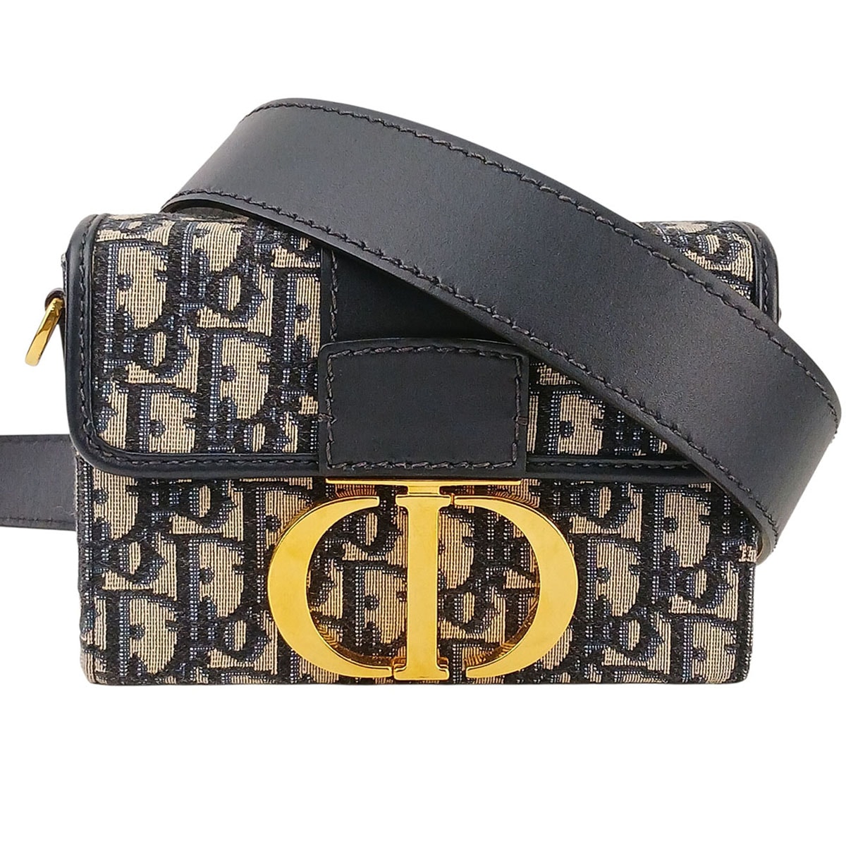 Christian Dior クリスチャンディオール 30 MONTAIGNE モンテーニュ オブリーク ショルダーバッグ ネイビー 【中古】