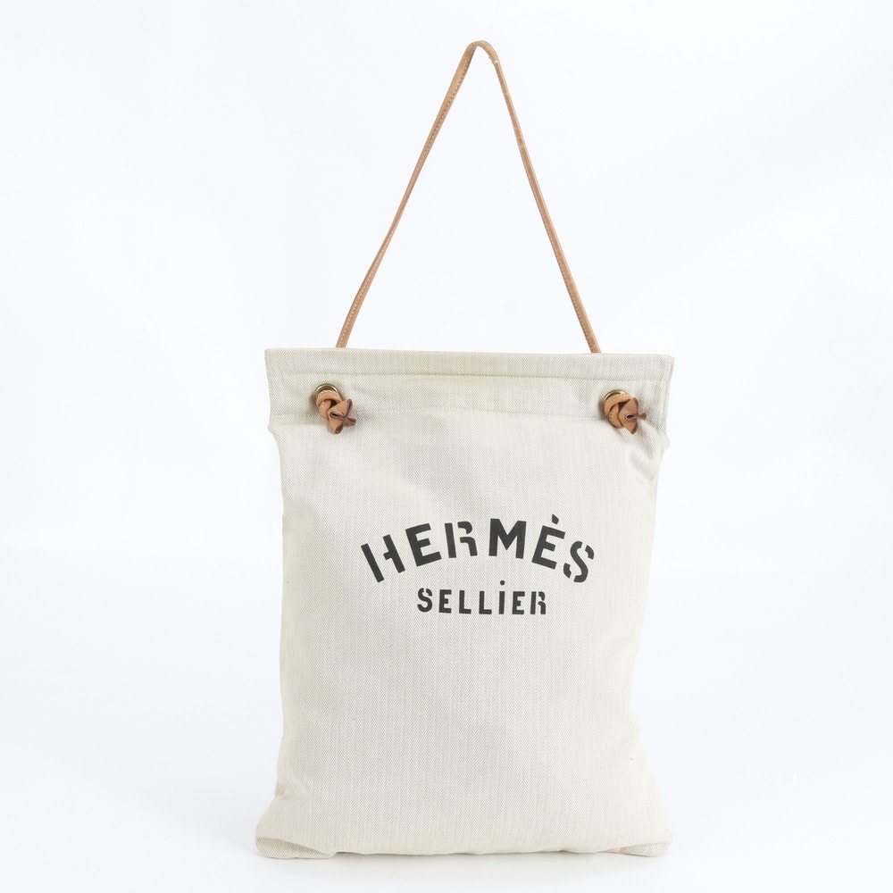 エルメス アリーヌ GMショルダーバッグ レザー×キャンバス