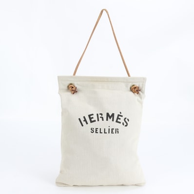 エルメス アリーヌ GMショルダーバッグ レザー×キャンバス