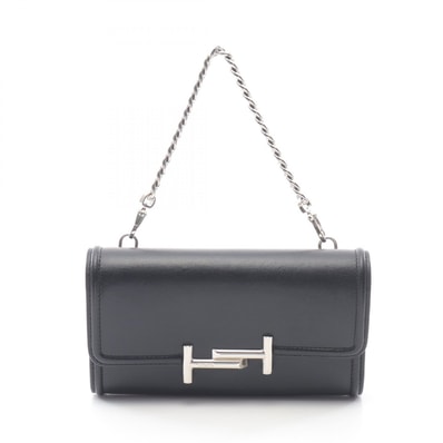トッズ TOD'S ダブルT ハンドバッグ バッグ レザー レディース ブラック系 【中古】