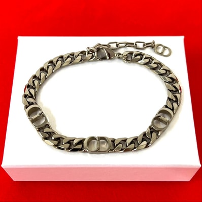 Christian Dior ディオール CD ロゴ 合金 メッキ ブレスレット シルバー
53614