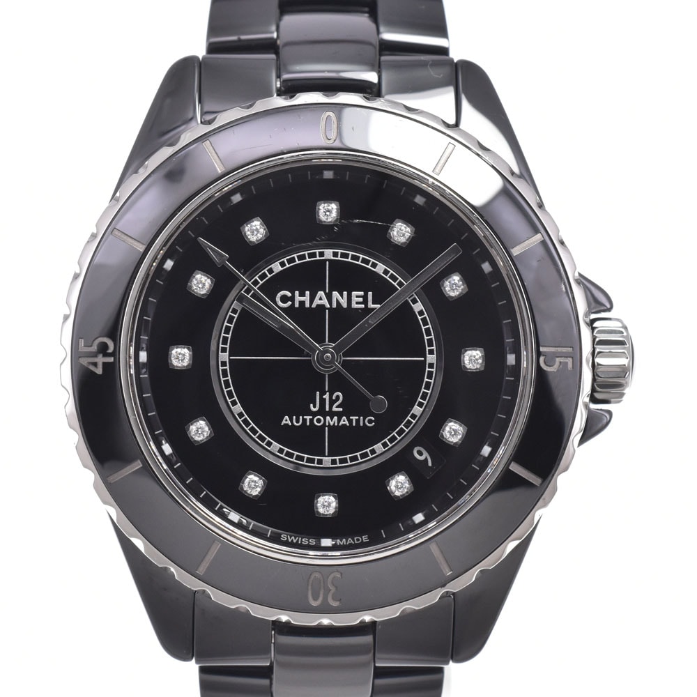 シャネル CHANEL H5702 J12 38mm 12P ダイヤモンド ブラック 自動巻き メンズ 腕時計 M#151031
