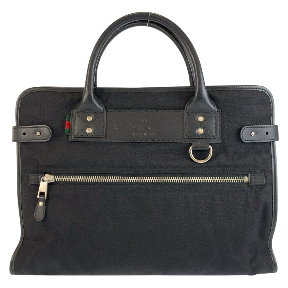 GUCCI グッチ シェリーライン ブラック 黒 シルバー金具 ナイロン ビジネスバッグ ブリーフケース 1-0290348 【中古】