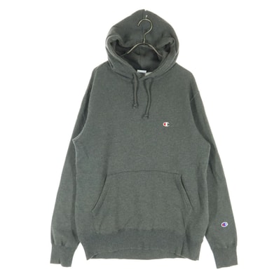 Champion チャンピオン コットン ワンポイント刺繍 長袖 パーカー XL グレー