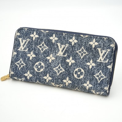 LOUIS VUITTON(ルイ・ヴィトン)ジッピー・ウォレット モノグラム・デニム ジャカード 長財布 ラウンドファスナー ブルー ゴールド金具 レディース 【中古】