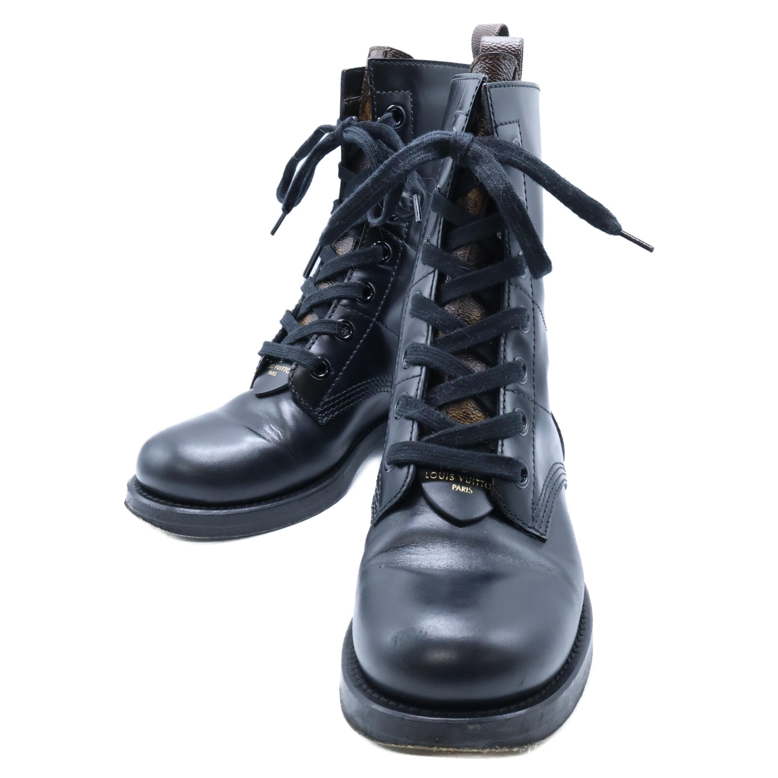 ルイヴィトン メトロポリスライン モノグラム レザー アンクルレースアップ ショートブーツ 36