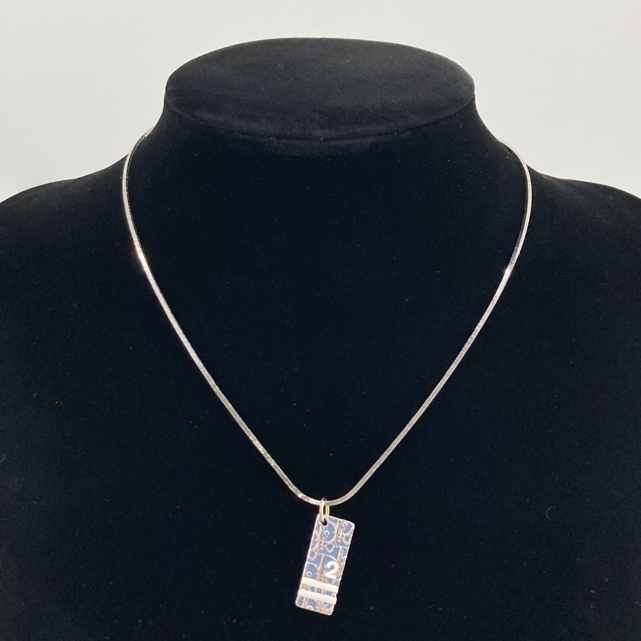 極美品✨ Dior ネックレス トロッター プレート シルバー ブルー