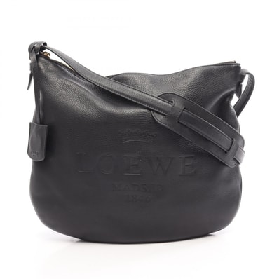 ロエベ LOEWE ヘリテージ ショルダーバッグ バッグ レザー レディース ブラック系 【中古】